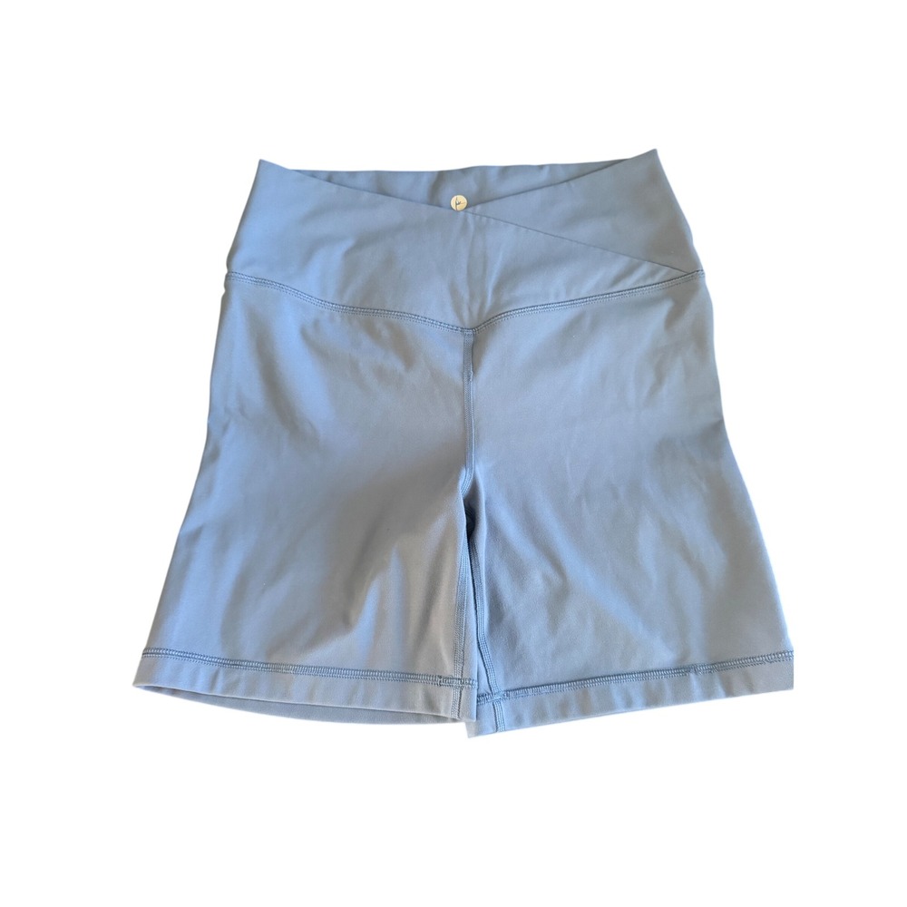 90 Degree by Reflex Wonderlink Crossover 7 Short Blue High Waist Bike Shorts L